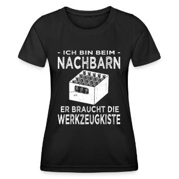 Bin beim Nachbarn - Nachbar - Nachbarin - Frauen Funktions-T-Shirt - Schwarz - Vorne - AI Model Female 172 light (172cm)