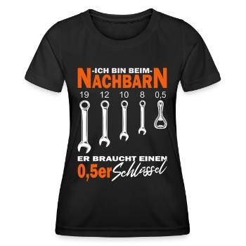 Bin beim Nachbarn - Nachbar - Nachbarin - Frauen Funktions-T-Shirt - Schwarz - Vorne - AI Model Female 172 light (172cm)