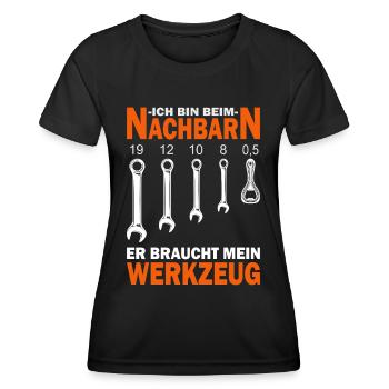 Bin beim Nachbarn - Nachbar - Nachbarin - Frauen Funktions-T-Shirt - Schwarz - Vorne - AI Model Female 172 light (172cm)
