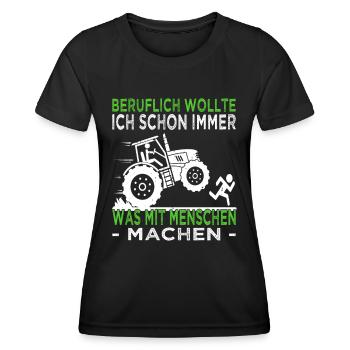 Beruflich wollte ich schon immer - Landwirt - Frauen Funktions-T-Shirt - Schwarz - Vorne - AI Model Female 172 light (172cm)