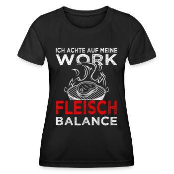Fleisch - Grillen - Steak - Metzger - Frauen Funktions-T-Shirt - Schwarz - Vorne - AI Model Female 172 light (172cm)