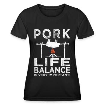 Fleisch - Grillen - Steak - Metzger - Frauen Funktions-T-Shirt - Schwarz - Vorne - AI Model Female 172 light (172cm)