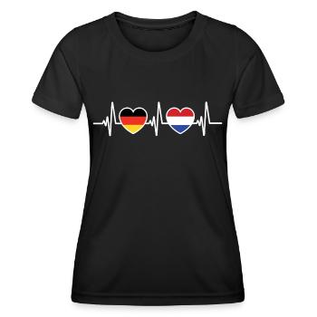 Deutschland und Niederlande Holland Fahne Flaggen - Frauen Funktions-T-Shirt - Schwarz - Vorne - AI Model Female 172 light (172cm)