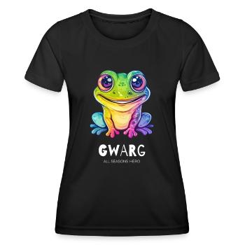 Drôle de tenue pour je-sais-tout, grenouille, crapaud - T-shirt sport Femme - noir - Devant - AI Model Female 172 light (172cm)