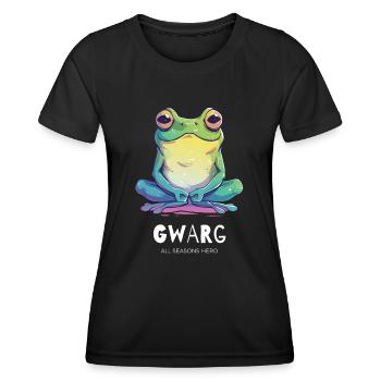 Drôle de tenue pour je-sais-tout, grenouille, crapaud - T-shirt sport Femme - noir - Devant - AI Model Female 172 light (172cm)