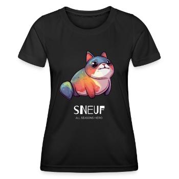 Tenue amusante pour solitaire, chien, teckel - T-shirt sport Femme - noir - Devant - AI Model Female 172 light (172cm)