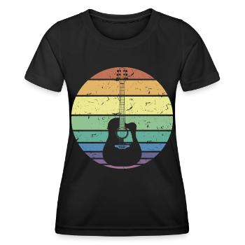 Retro Akustikgitarre Gitarrist Gitarrist Gitarrist Geschenk - Frauen Funktions-T-Shirt - Schwarz - Vorne - AI Model Female 172 light (172cm)