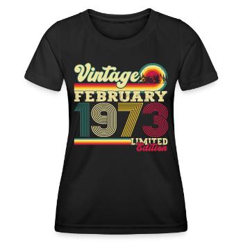 Born 1973 February 50th birthday Gift man - Women's Functional T-Shirt - black - Front - AI Model Female 172 light (172cm)