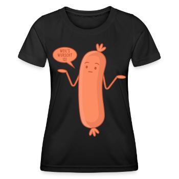 Wurst Bockwurscht Egal Bockwurst Weil's wurscht is - Frauen Funktions-T-Shirt - Schwarz - Vorne - AI Model Female 172 light (172cm)