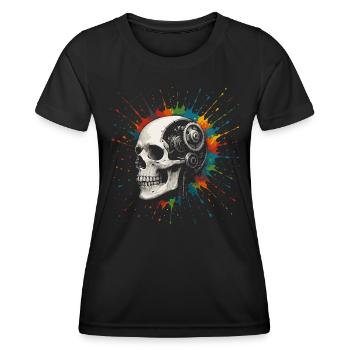 Bunter Totenkopf - Frauen Funktions-T-Shirt - Schwarz - Vorne - AI Model Female 172 light (172cm)