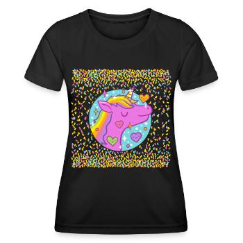 Einhorn im Glitzer - Frauen Funktions-T-Shirt - Schwarz - Vorne - AI Model Female 172 light (172cm)