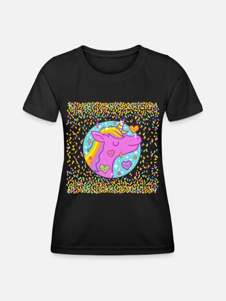 Einhorn im Glitzer - Frauen Funktions-T-Shirt - Schwarz