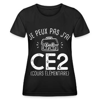 je peux pas j ai CE2 rentréee des classes école - T-shirt sport Femme - noir - Devant - AI Model Female 172 light (172cm)