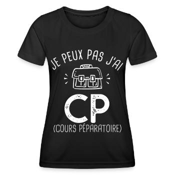 je peux pas j ai CP rentréee des classes école - T-shirt sport Femme - noir - Devant - AI Model Female 172 light (172cm)