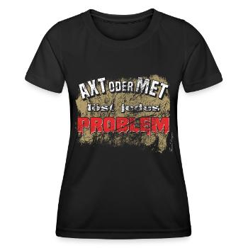 La hache ou l’hydromel résout n’importe quel problème viking amusant - T-shirt sport Femme - noir - Devant - AI Model Female 172 light (172cm)