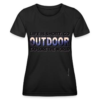 Explorez le monde, Montagnes et forêts, Randonnée - T-shirt sport Femme - noir - Devant - AI Model Female 172 light (172cm)