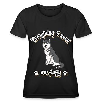 Everything I need are fluffy süßes Hunde Grey - Frauen Funktions-T-Shirt - Schwarz - Vorne - AI Model Female 172 light (172cm)