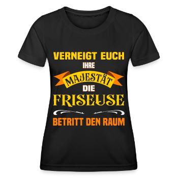 Ihre Majestät die Friseuse lustiges Beruf - Frauen Funktions-T-Shirt - Schwarz - Vorne - AI Model Female 172 light (172cm)
