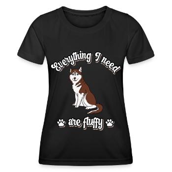 Everything I need are fluffy süßes Hunde red - Frauen Funktions-T-Shirt - Schwarz - Vorne - AI Model Female 172 light (172cm)