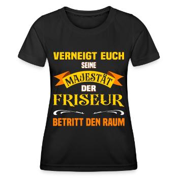 Eure Majestät der Friseur lustiges Beruf - Frauen Funktions-T-Shirt - Schwarz - Vorne - AI Model Female 172 light (172cm)
