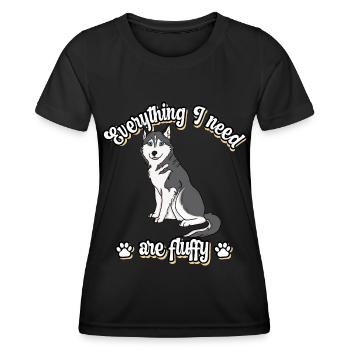 Everything I need are fluffy süßes Hunde Grey - Frauen Funktions-T-Shirt - Schwarz - Vorne - AI Model Female 172 light (172cm)