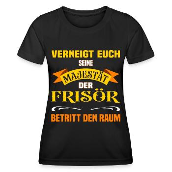 Eure Majestät der Frisör lustiges Beruf - Frauen Funktions-T-Shirt - Schwarz - Vorne - AI Model Female 172 light (172cm)