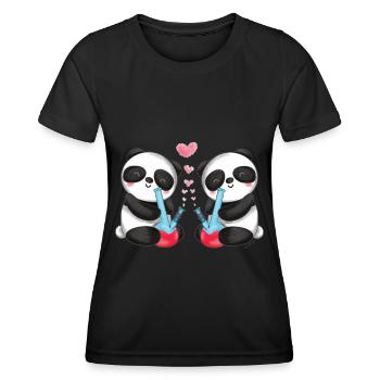 Panda Bears in Love Smoke Bong Cute - Women's Functional T-Shirt - black - Front - AI Model Female 172 light (172cm)