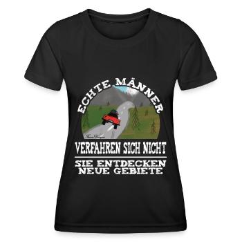 Lustiger Spruch für echte Männer Autofahrer - Frauen Funktions-T-Shirt - Schwarz - Vorne - AI Model Female 172 light (172cm)