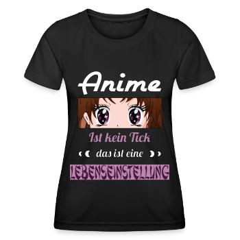 Anime ist kein Tick ist eine Lebenseinstellung - Frauen Funktions-T-Shirt - Schwarz - Vorne - AI Model Female 172 light (172cm)