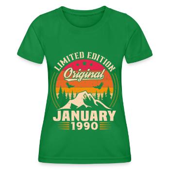 Birthday gift born in January 1990 - Women's Functional T-Shirt - kelly green - Front - AI Model Female 172 dark (172cm)