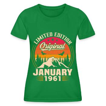 Birthday gift born in January 1961 - Women's Functional T-Shirt - kelly green - Front - AI Model Female 172 dark (172cm)
