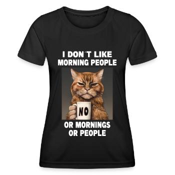 Ne pas aimer les gens du matin Grumpy Funny Cat - T-shirt sport Femme - noir - Devant - AI Model Female 172 light (172cm)