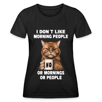 Ne pas aimer les gens du matin Grumpy Funny Cat - T-shirt sport Femme - noir - Devant - AI Model Female 172 light (172cm)