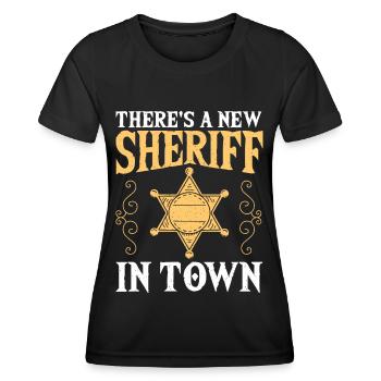 Il y a un nouveau shérif en ville Shérif adjoint - T-shirt sport Femme - noir - Devant - AI Model Female 172 light (172cm)