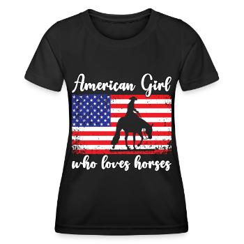 American girl who love horses westernpferd - Frauen Funktions-T-Shirt - Schwarz - Vorne - AI Model Female 172 light (172cm)