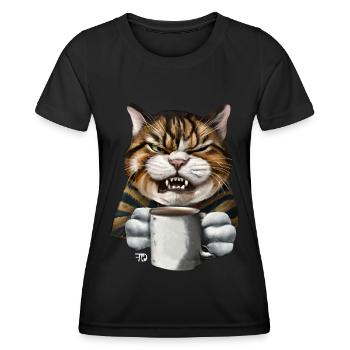 Katze mit schlechter Laune lustiges - Frauen Funktions-T-Shirt - Schwarz - Vorne - AI Model Female 172 light (172cm)