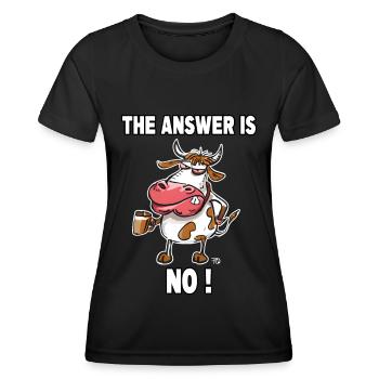 The Answer is no! Mürrische Lustige Kuh - Frauen Funktions-T-Shirt - Schwarz - Vorne - AI Model Female 172 light (172cm)