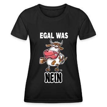 Egal was - Nein! Mürrische Lustige Kuh - Frauen Funktions-T-Shirt - Schwarz - Vorne - AI Model Female 172 light (172cm)