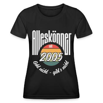 Alleskönner seit 2005. Lustiges Jahrgangs - Frauen Funktions-T-Shirt - Schwarz - Vorne - AI Model Female 172 light (172cm)