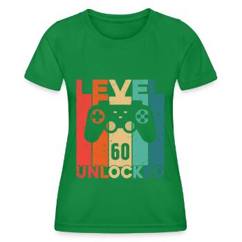 Level 60 Unlocked - Women's Functional T-Shirt - kelly green - Front - AI Model Female 172 dark (172cm)