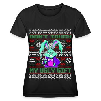 Don ́t touch my ugly gift, Funny Bunny - Women's Functional T-Shirt - black - Front - AI Model Female 172 light (172cm)