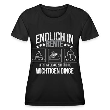 Rentner mit Boot Ruhestand genießen Rente - Frauen Funktions-T-Shirt - Schwarz - Vorne - AI Model Female 172 light (172cm)