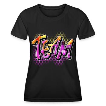équipe - T-shirt sport Femme - noir - Devant - AI Model Female 172 light (172cm)