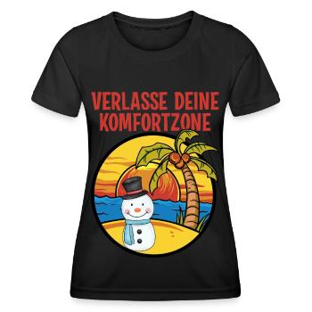 Verlasse deine Komfortzone Motivation Geschenk - Frauen Funktions-T-Shirt - Schwarz - Vorne - AI Model Female 172 light (172cm)