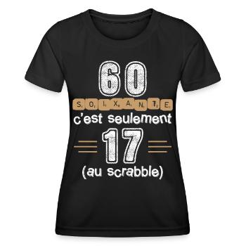 Anniversaire 60 ans, idée cadeau date de naissance - T-shirt sport Femme - noir - Devant - AI Model Female 172 light (172cm)