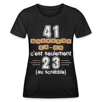 Anniversaire 41 ans, idée cadeau date de naissance - T-shirt sport Femme - noir - Devant - AI Model Female 172 light (172cm)