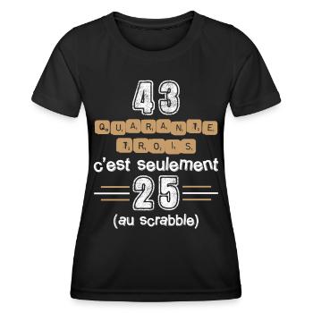 Anniversaire 43 ans, idée cadeau date de naissance - T-shirt sport Femme - noir - Devant - AI Model Female 172 light (172cm)