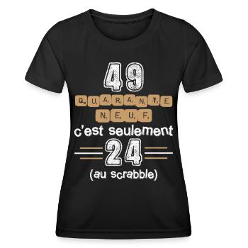 Anniversaire 49 ans, idée cadeau date de naissance - T-shirt sport Femme - noir - Devant - AI Model Female 172 light (172cm)