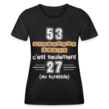 Anniversaire 53 ans, idée cadeau date de naissance - T-shirt sport Femme - noir - Devant - AI Model Female 172 light (172cm)