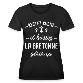 Bretagne idée cadeau pour bretonne Citation couple - T-shirt sport Femme - noir - Devant - AI Model Female 172 light (172cm)
